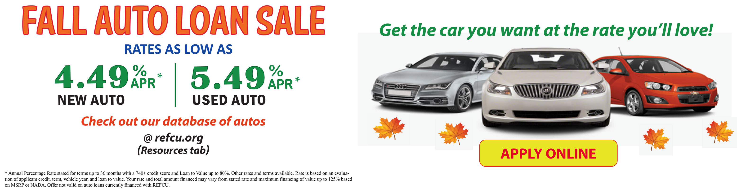 Fall auto loan sale. Rates as low as 4.49% APR
