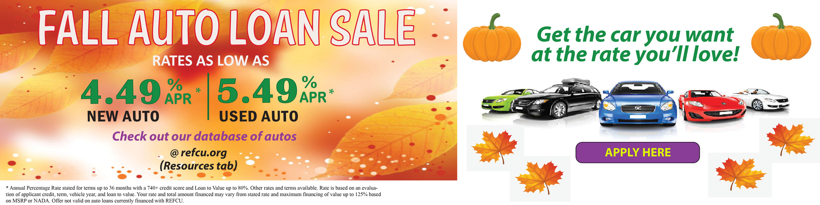 Fall auto loan sale. Rates as low as 4.49% APR